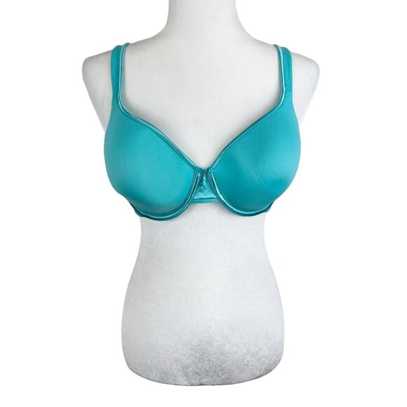 Vanity Fair Bra Women 36D Teal Padded Wired Convertible Strap Smooth T-Shirt Bra - Picture 1 of 13